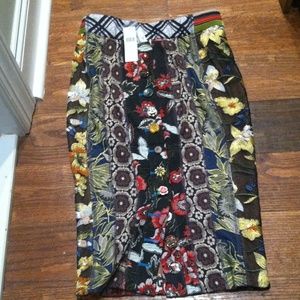 byron lars jessica floral pencil skirt
